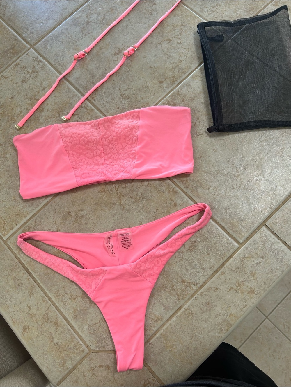 Beach Bunny!!  Origami-Pink-London Bralette Bandeau top L, Sydney Tango Bottom M